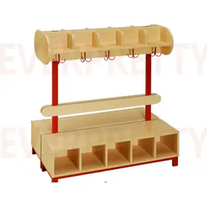 Chinese Wholesale Preschool Furniture Daycare Double Side Children Shelf with Hook and Storage