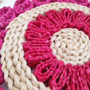 Japanese <strong>Red</strong> Flower Custom New Style Round Corn Husk Rattan <strong>Placemats</strong> - Product Image 4