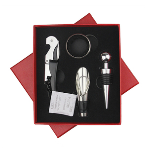 Top vendita vino apribottiglie <span class=keywords><strong>Kit</strong></span> attrezzi vino accessori regalo in acciaio inox metallo vino accessori Set di 4 - Product Image 5