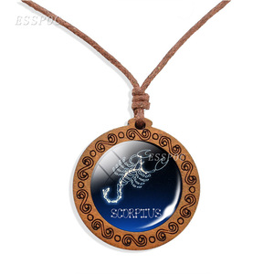 12 <strong>Constellations</strong> <strong>Necklace</strong> Zodiac Jewelry Libra Jewelry Zodiac <strong>Necklace</strong> Glass Cabochon Wood <strong>Necklace</strong> - Product Image 4