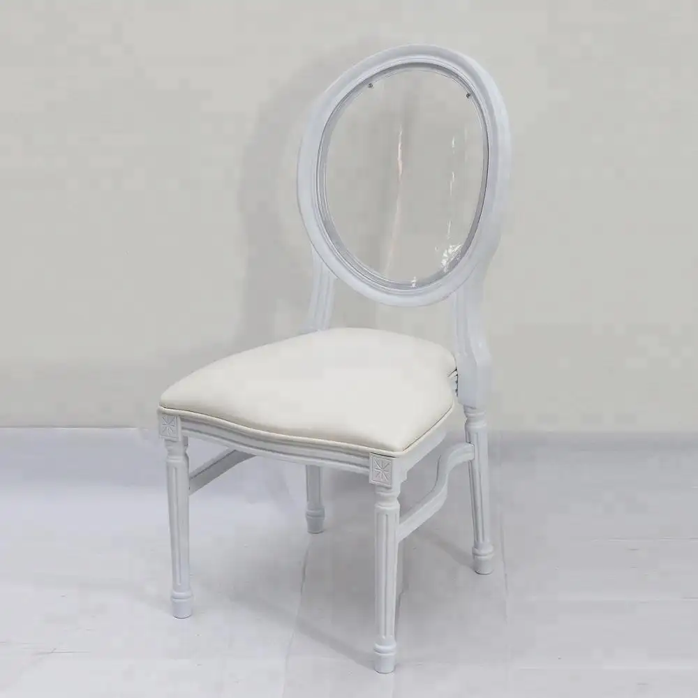 Branco louis luxo resina empilhável cadeira do banquete de casamento