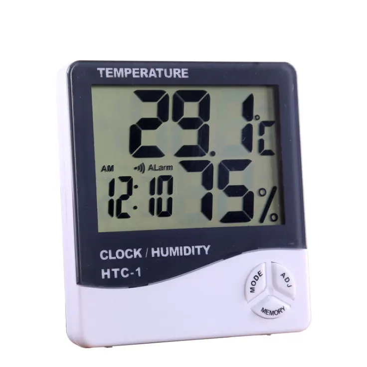 HTC-1 דיגיטלי מדחום מדדי לחות עם גדול LCD תצוגת שעון פונקצית טמפרטורת חיישן לחות מד