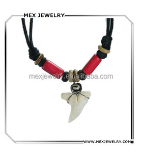 Collar de Diente de Tiburón con cuentas Rojas, Estilo Hawaiano, playa, niño, hombre