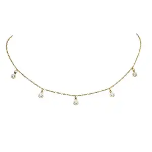 Stainless steel Delicate Jewelry Girls CZ Stone Crystal Pendant Zirconia Necklace Women Gold Minimal Diamond Choker