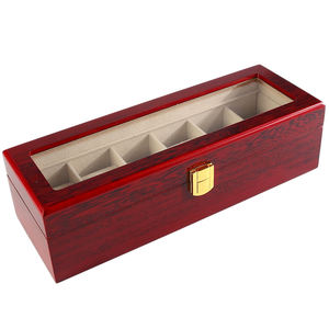 6 yuvası fantezi kiraz ahşap parlak lake takı bileklik İzle saklama kutuları - Product Image 2