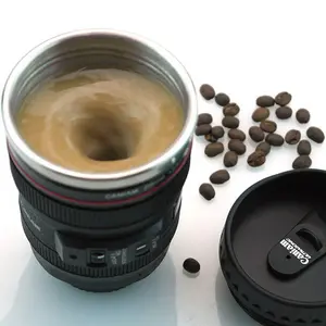 Zogift Máy ảnh ống kính tự khuấy thép không gỉ Thermo Mug pint Espresso Ly tự động bán buôn du lịch