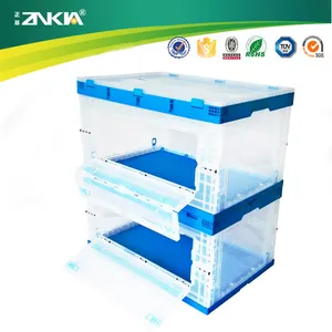 Оптовая продажа, прозрачные пластиковые складные прозрачные контейнеры для хранения, штабелируемые контейнеры, коробки с разделителями крышек