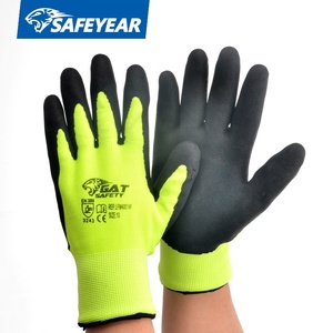 Micro Mousse Sable Noir Gants Enduits De Latex Avec Double Doublure En Polyester - Product Image 1