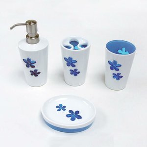 Juego de baño de acrílico de doble pared Accesorios de plástico para baños modernos - Product Image 1