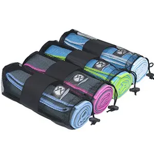 Mix color microfiber travel camping towel with carry mesh bag