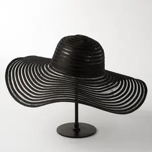 Summer PP Mesh and Paper Braid Large Brim 15cm Floppy Beach UV Sun Hat
