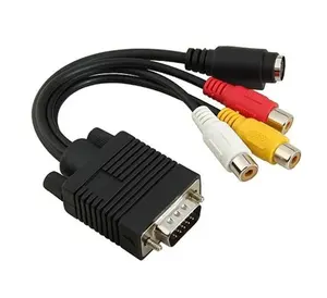 High Quality Vga To TV Box Cabel VGA To S-Video +3 Rca Converter Cable Vga Rca Cable