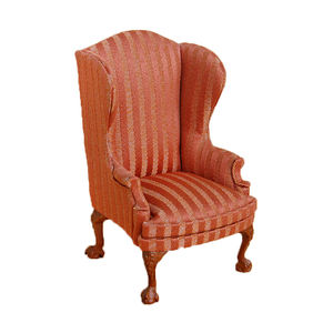 Casa <span class=keywords><strong>de</strong></span> muñecas miniatura sillón <span class=keywords><strong>de</strong></span> madera sofá sala <span class=keywords><strong>de</strong></span> estar muebles ala silla trasera con <span class=keywords><strong>rayas</strong></span> rojas JL809 - Product Image 1