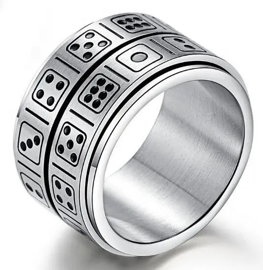 Titanium steel double circle customized personalized dice rotating finger rings