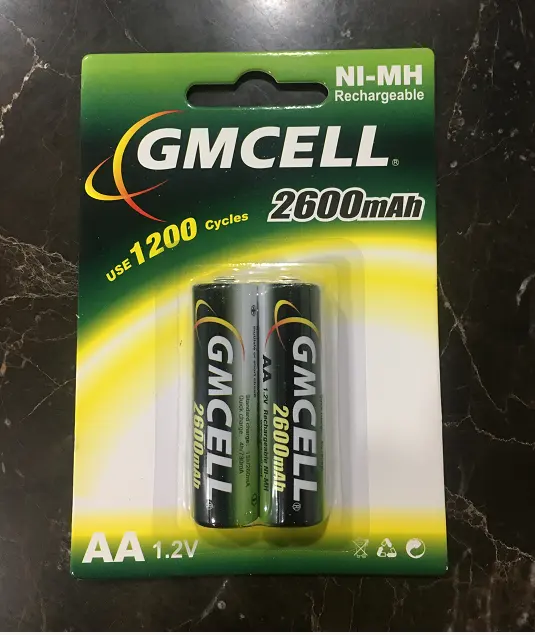 GMCELL بطارية قابلة للشحن AA نيمه AA 600mah 1.2V بطارية قابلة للشحن