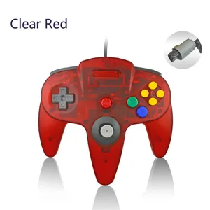 对于任天堂 64 N64 清除红色 USB 有线控制器 Gamepad Joypad 操纵杆