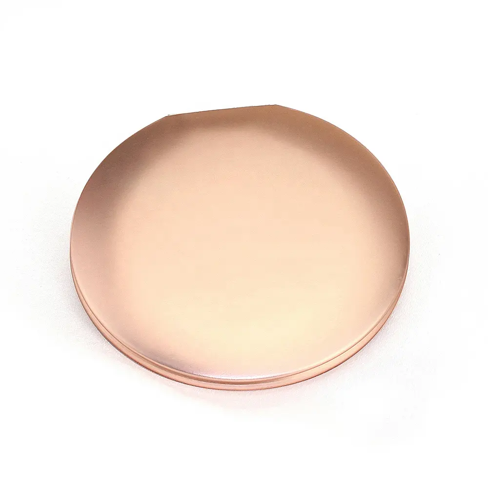 Металлическое розовое золото круглое двойное компактное зеркало для макияжа с логотипом на заказ для ручной мини-карманной зеркальной поверхности