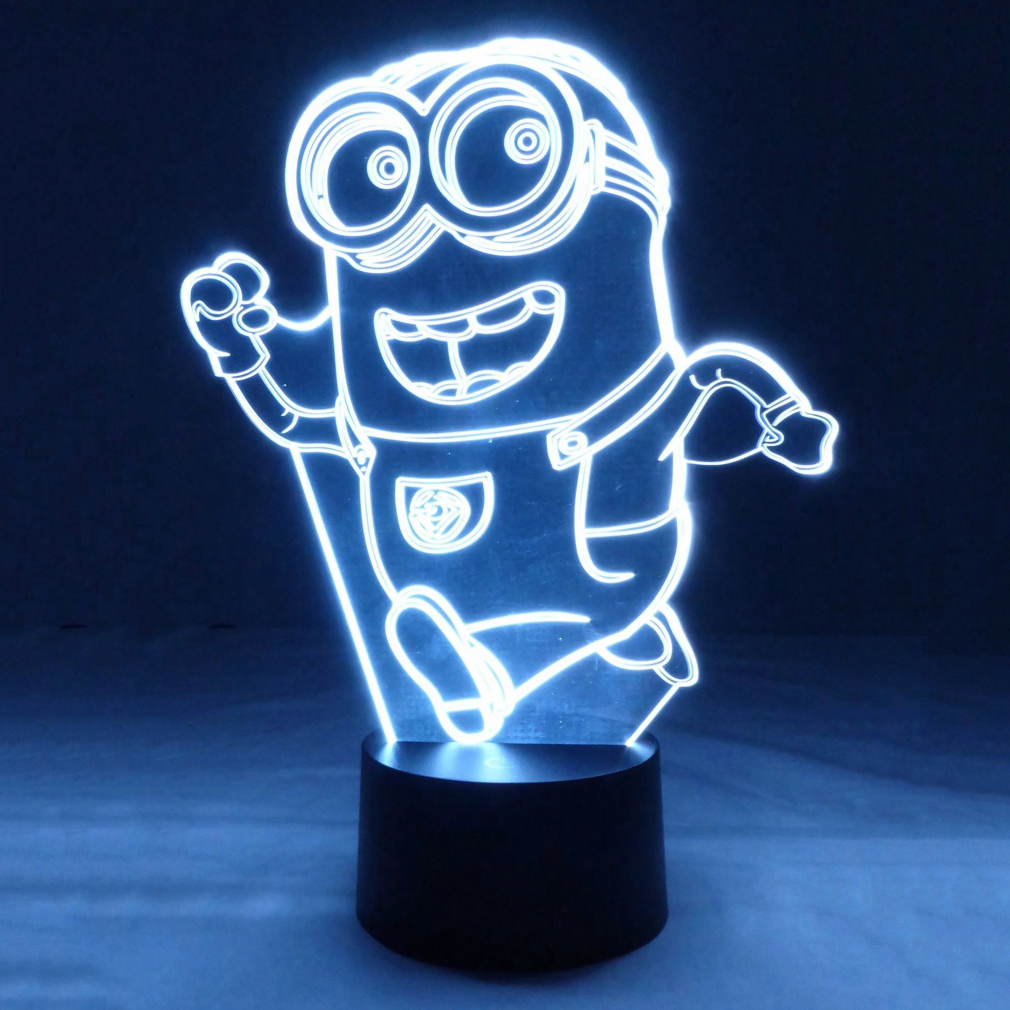 7色変化するベビーナイトライト電球LEDランプ照明3Dランニングミニオン