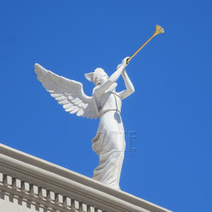 정원 Natural White 대리석 <span class=keywords><strong>Angel</strong></span> 동상 Sculpture 와 나 팔 - Product Image 5