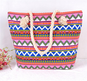 Mùa Hè Bán Buôn Giá Rẻ Khuyến Mại <span class=keywords><strong>Tote</strong></span> Túi Dây Xử Lý Màu Đen Trắng Sọc Vải Túi Bãi Biển Cho Phụ Nữ - Product Image 4