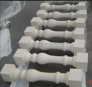 Outdoor Hand Stair Railings White Marble Extrior Balusters