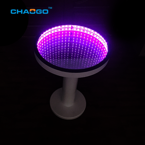 Tavolino da Caffè Rotondo su Misura con <span class=keywords><strong>Piano</strong></span> in <span class=keywords><strong>Vetro</strong></span> <span class=keywords><strong>Temperato</strong></span> 3D e Illuminazione LED a Effetto Specchio Infinito - Product Image 5