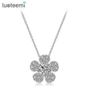 LUOTEEMI — collier pendentif à fleurs en CZ pour femmes, joli cadeau, princesse brillant, fleur