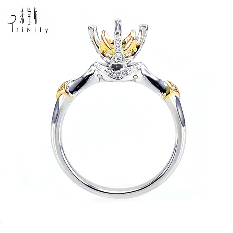 Hongkong Wholesale Custom Design Jewelry 18 Carat Yellow Gold Engagement Ring For Women