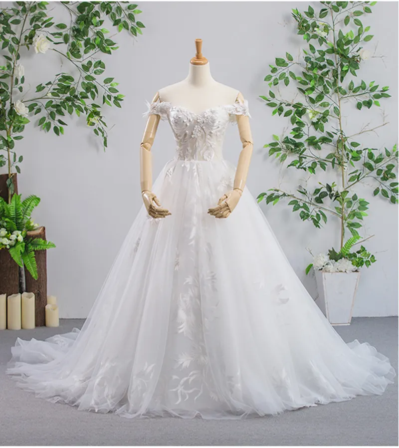 Jancember RSM66520 off shoulder sexy applique princess latest design suzhou lace wedding dress