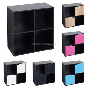 4 <strong>Cube</strong> 2 Door Wooden Bookcase Shelving Display <strong>Shelves</strong> Storage <strong>Unit</strong> Wood <strong>Shelf</strong> Door - Product Image 5