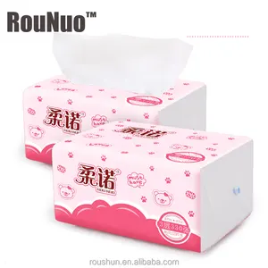 Rounuo 定制印刷塑料软包装面部纸巾，白色木浆，2 层