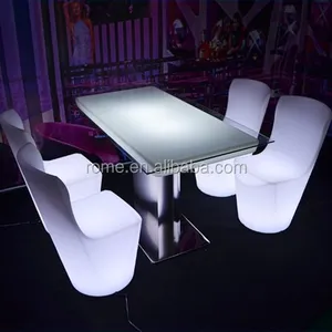 Mesa de centro con luz led que cambia de color, muebles de restaurante modernos brillantes para exteriores