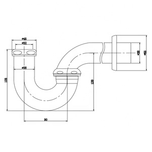 Trampa cromada para inodoros, sifón para <span class=keywords><strong>fregadero</strong></span> de 32MM, salida de 45MM con <span class=keywords><strong>junta</strong></span> de sellado - Product Image 2
