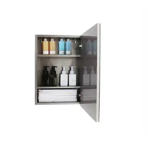 #4022 en acier inoxydable étanche Salle De bain miroir armoire avec shampooing étagères