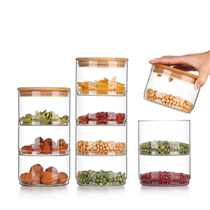 नई डिजाइन उत्पाद बिस्कुट कैंडी के लिए ग्लास दौर टेरारियम stackable जार