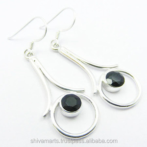 Venta al por mayor 925 Pendientes de gota de plata esterlina Piedra preciosa de ónix negro con chapado en oro Estilo vintage Directo del fabricante - Product Image 2