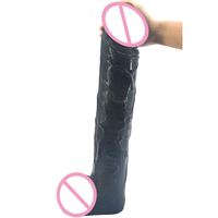 FAAK Dildo Gigante de Plástico Súper Grueso 50.5 cm * 8.7 cm Pene Realista Negro Grande y Fuerte de PVC Enorme