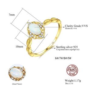 CZCITY <strong>Silver</strong> <strong>Opal</strong> <strong>Ring</strong> Jewelry Women Wedding Factory Wholesale Oval Shape Blue <strong>Opal</strong> <strong>Ring</strong> - Product Image 2