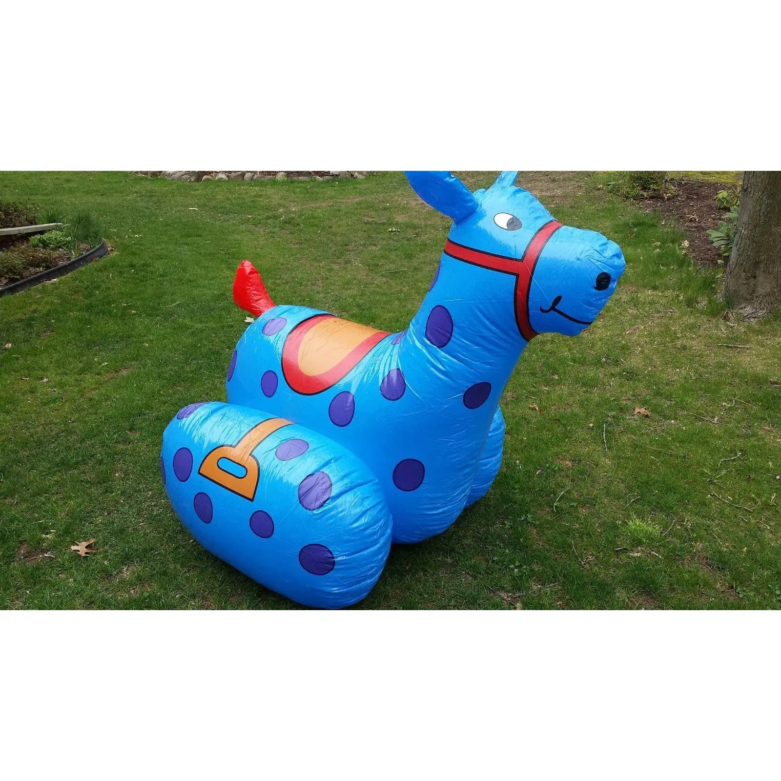 Cavalo de balanço inflável azul modelo crianças e adultos passeio inflável brinquedos à venda