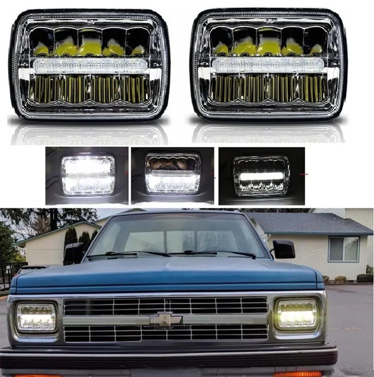 H4 square driving Headlight bulb replacement H4 led play&plug projector 7inch head lamp For jeep cherokee xj