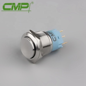 19mm or 22mm <strong>Chrome</strong> or Stainless Steel 5A Momentary or Latching Blue LED 12v Power Push Button <strong>Switch</strong> - Product Image 2