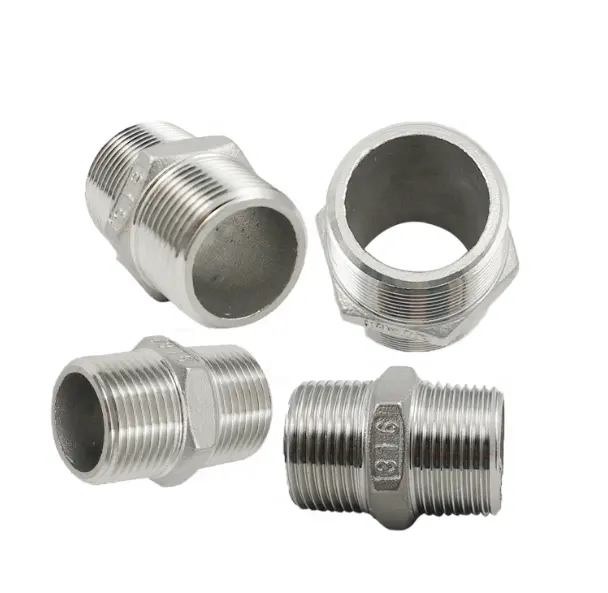 XB stainless steel 304 316 bspt hose hydraulic bsp threaded hexagon nipple 2" equal hex nipple pipe fitting picture