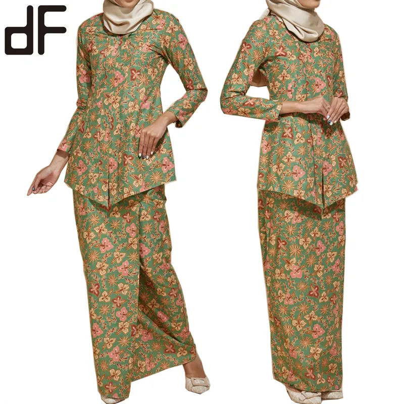 Benutzer definierte ethnische Kleidung Hersteller Mode Kebaya Baju Pesta arabischen Stil Baumwolle Batik gedruckt traditionelle Baju Kurung