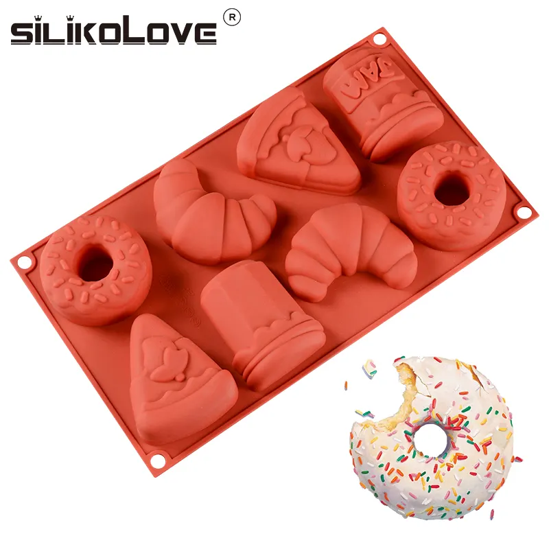 Moldes de bolo de silicone 3d, venda direta de fábrica, 8 moldes adoráveis de cavidade