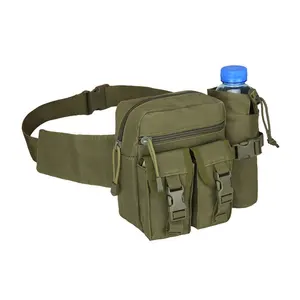 Camouflage Waist Pack Pouch With Water Bottle Pocket Holder Waterproof Molle Fanny Hip Belt Bag