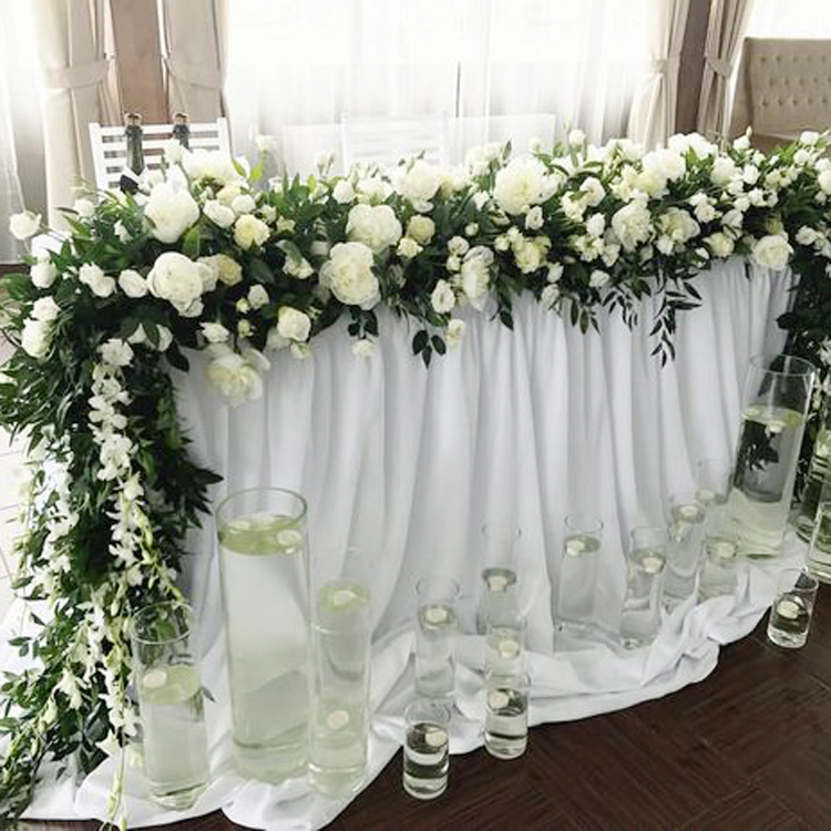 Шелковая Цветочная настольная дорожка на заказ, свадебное украшение, искусственные цветы, свадебные принадлежности, милый цветок для стола