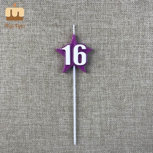 Bougie d'art en cire de paraffine Chine Star numéro <span class=keywords><strong>16</strong></span> pour gâteau d'anniversaire, faite à la main - Product Image 6
