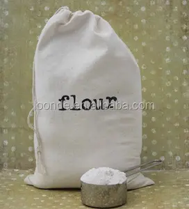 Loonde nature eco friendly recycled cotton flour drawstring bags for oem customized loonde cotton recyclable fruit promotional shopping gift advertising