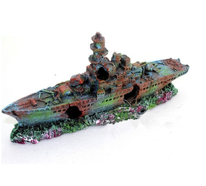 Resina Barca Naufragi Su Acquario Decorazione - Product Image 6