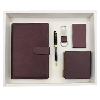Nuevo diseño de cuero de PU, cuaderno diario de negocios y bolígrafo/tarjetero/billetera/juego de regalo USB
